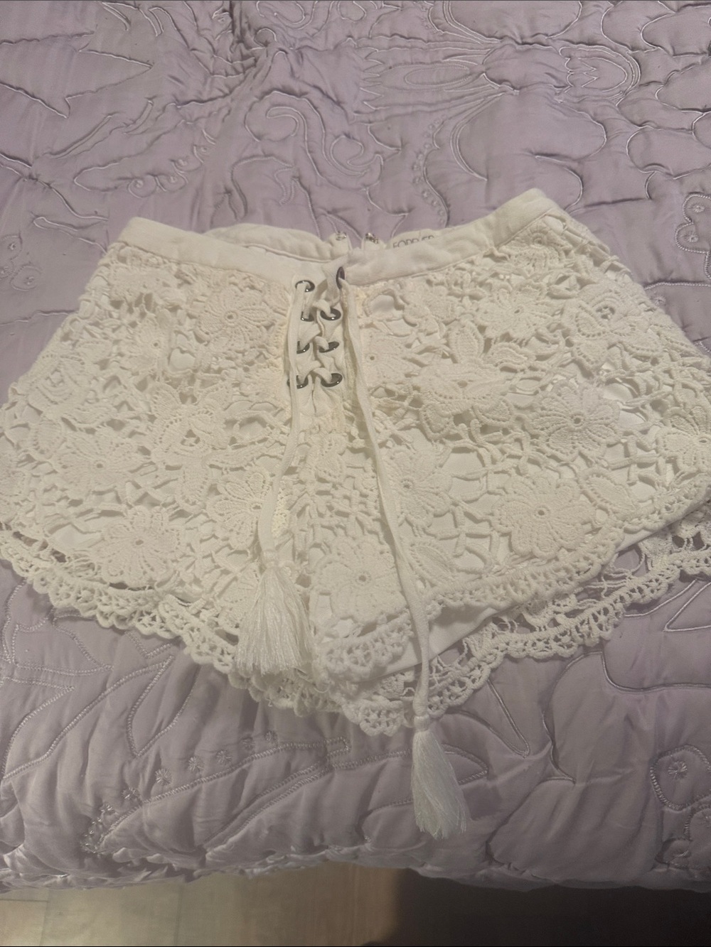 Forever 21 Cream Crochet Lace Shorts